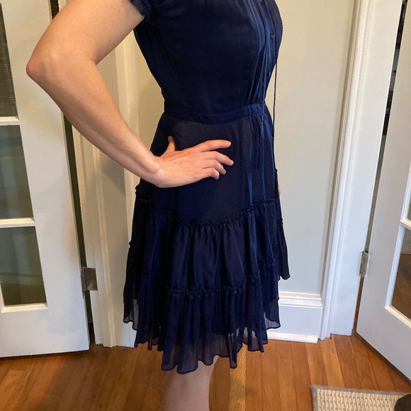 Diane von Furstenberg navy tiered dress size 8 - Picture 3 of 14